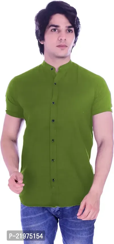 Reliable Green Cotton Blend Short Sleeves Casual Shirt For Men-thumb0