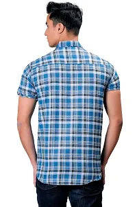 BASE 41 Men's Checkered Slim Fit Casual Shirt(CHK_Broad_Blue_XL_Blue_X-Large)-thumb1