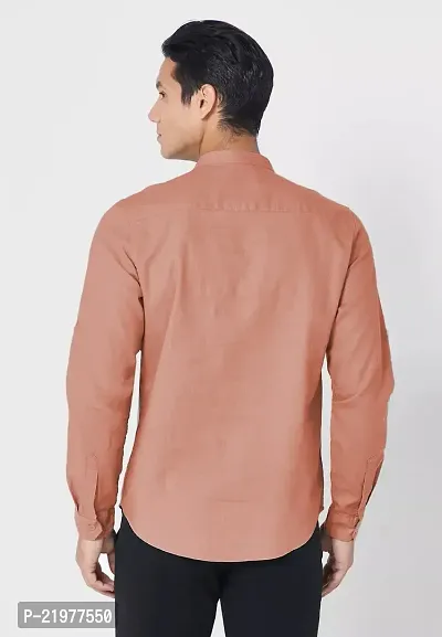 Reliable Peach Cotton Blend Long Sleeves Casual Shirt For Men-thumb2