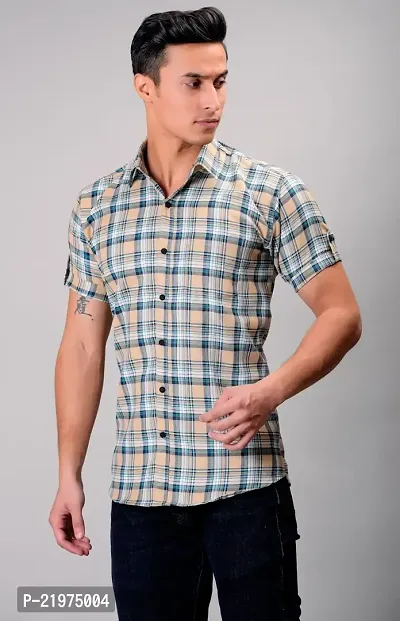 Reliable Multicoloured Cotton Blend Short Sleeves Casual Shirt For Men-thumb2