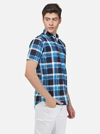 Trendy Multicoloured Cotton Blend Half Sleeve Checked Shirts for Men-thumb3