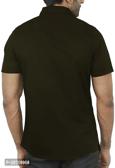 Trendy Black Cotton Blend Half Sleeve Solid Shirts for Men-thumb2