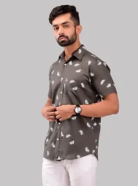 Trendy Grey Cotton Half Sleeve Printed Shirts for Men-thumb3