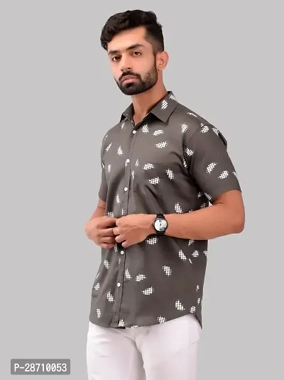 Trendy Grey Cotton Half Sleeve Printed Shirts for Men-thumb4