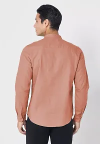 Trendy Peach Cotton Blend Full Sleeve Solid Shirts for Men-thumb1