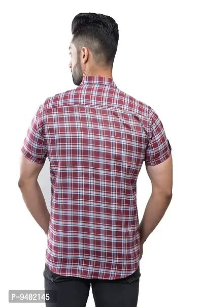 BASE 41 Men's Checkered Slim Fit Casual Shirt-thumb2