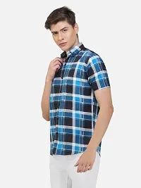 Trendy Multicoloured Cotton Blend Half Sleeve Checked Shirts for Men-thumb2