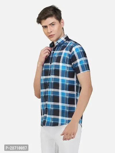 Trendy Multicoloured Cotton Blend Half Sleeve Checked Shirts for Men-thumb3