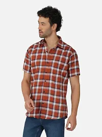 Reliable Red Cotton Blend Short Sleeves Casual Shirt For Men-thumb2