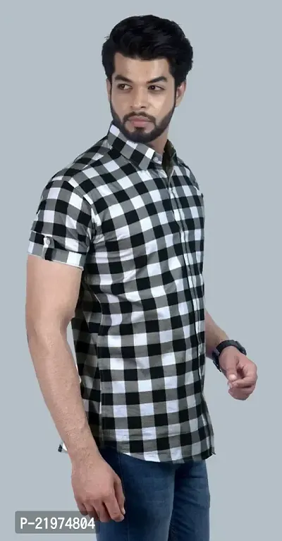 Reliable Blue Cotton Blend Short Sleeves Casual Shirt For Men-thumb3