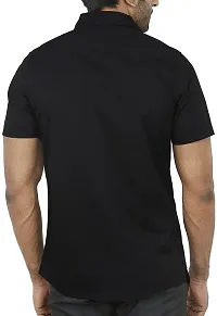 Trendy Black Cotton Blend Half Sleeve Solid Shirts for Men-thumb1