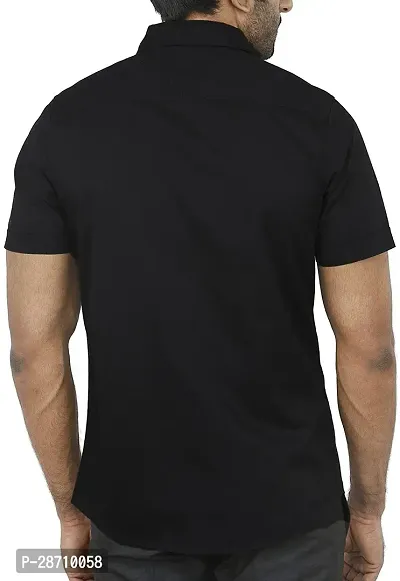 Trendy Black Cotton Blend Half Sleeve Solid Shirts for Men-thumb2