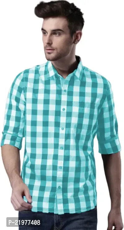 Reliable Green Cotton Long Sleeves Casual Shirt For Men