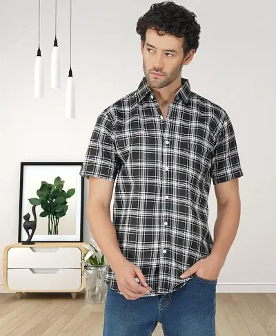 Mens Checkered Casual Half Shirt