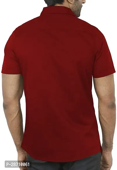 Trendy Maroon Cotton Blend Half Sleeve Solid Shirts for Men-thumb2