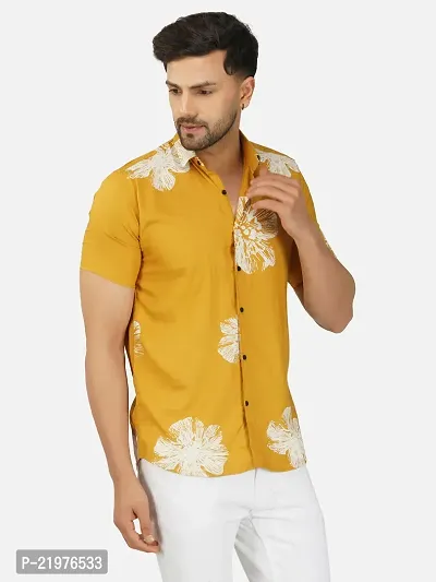 Reliable Yellow Rayon Short Sleeves Casual Shirt For Men