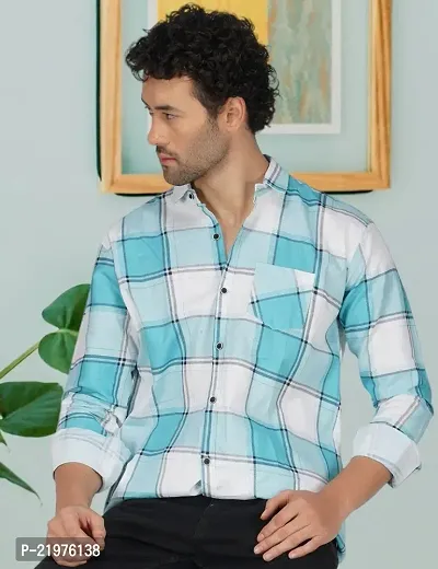 Reliable Blue Cotton Long Sleeves Casual Shirt For Men