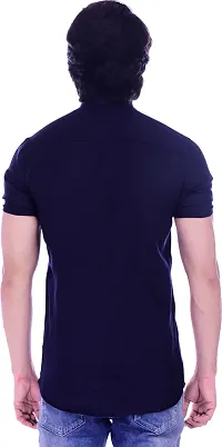 Reliable Blue Cotton Blend Short Sleeves Casual Shirt For Men-thumb1