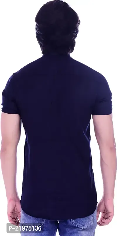 Reliable Blue Cotton Blend Short Sleeves Casual Shirt For Men-thumb2