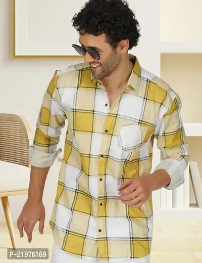 Reliable Yellow Cotton Long Sleeves Casual Shirt For Men