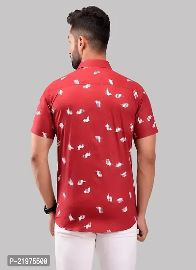 Reliable Red Cotton Short Sleeves Casual Shirt For Men-thumb2