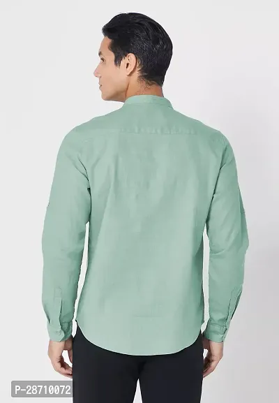 Trendy Green Cotton Blend Full Sleeve Solid Shirts for Men-thumb2