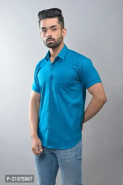 Reliable Green Cotton Blend Short Sleeves Casual Shirt For Men-thumb3