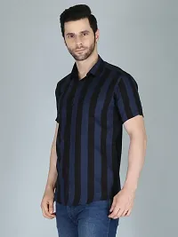 Reliable Blue Rayon Short Sleeves Casual Shirt For Men-thumb2