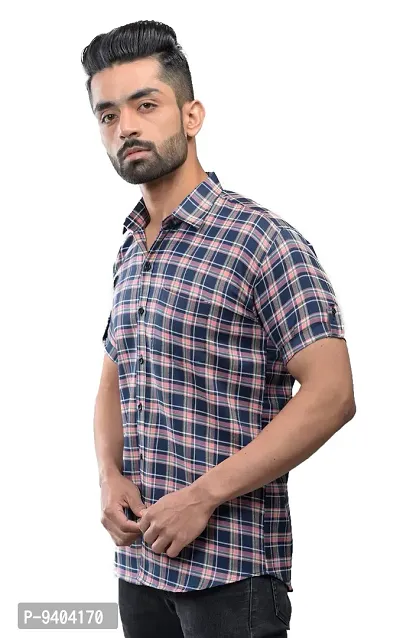 BASE 41 Men's Checkered Slim Fit Casual Shirt-thumb3