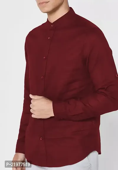 Reliable Maroon Cotton Blend Long Sleeves Casual Shirt For Men-thumb3