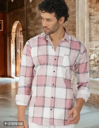 Reliable Pink Cotton Long Sleeves Casual Shirt For Men