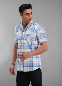 Trendy Multicoloured Cotton Half Sleeve Checked Shirts for Men-thumb3