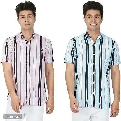 Reliable Multicoloured Cotton Short Sleeves Casual Shirt For Men