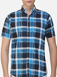 Trendy Multicoloured Cotton Blend Half Sleeve Checked Shirts for Men-thumb4