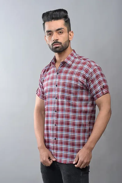 BASE 41 Men's Checkered Slim Fit Casual Shirt