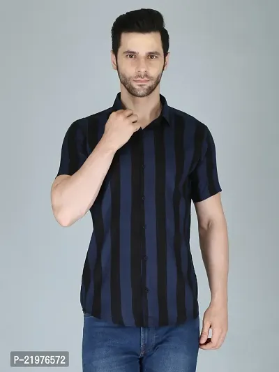 Reliable Blue Rayon Short Sleeves Casual Shirt For Men