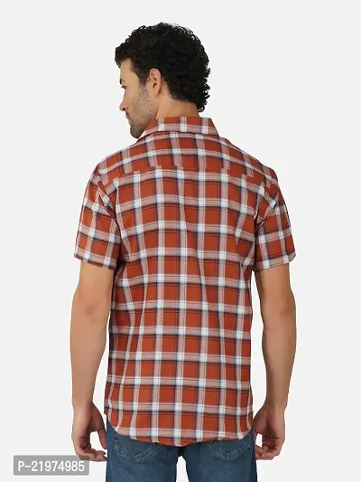 Reliable Red Cotton Blend Short Sleeves Casual Shirt For Men-thumb2