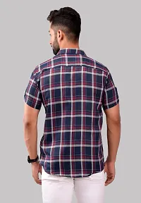 Reliable Red Cotton Blend Short Sleeves Casual Shirt For Men-thumb1