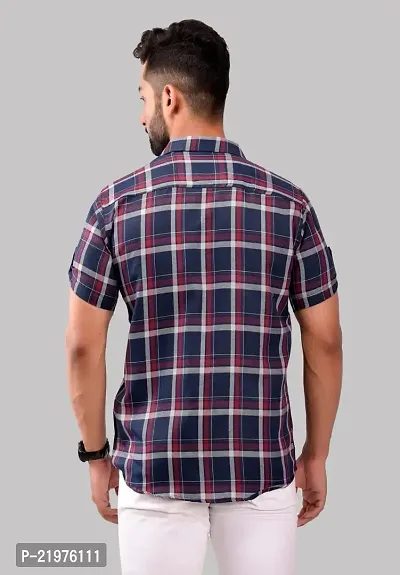 Reliable Red Cotton Blend Short Sleeves Casual Shirt For Men-thumb2