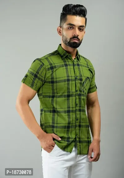 Mens Checkered Casual Half Shirt