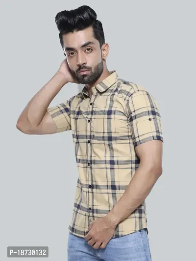 Mens Checkered Casual Half Shirt-thumb0