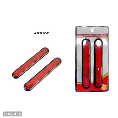 Car reflector sticker type red colour warning safety non electric light strips set of 2 pcs suitable for Maruti 800-thumb2