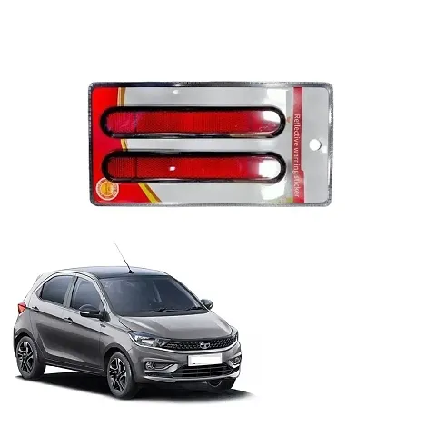 SPREADX Car reflector sticker type red colour warning safety non electric light strips set of 2 pcs suitable for Tata Tiago