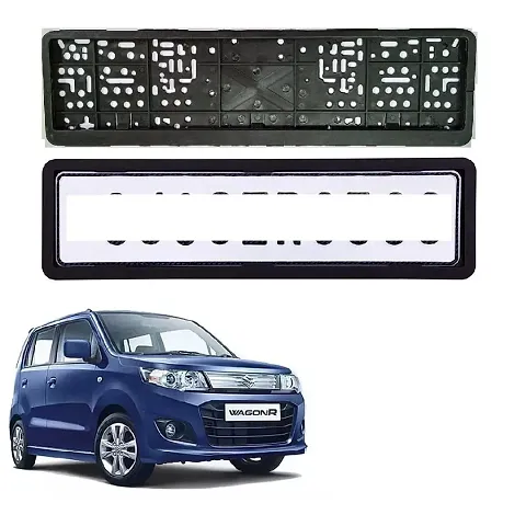 Car Number Plate Frame Protective Holder Made with Durable Plastic 2 pcs Universal Item Front/Back Side Suitable for Maruti Suzuki Wagon-r Stingray