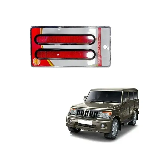 Car reflector sticker type red colour warning safety non electric light strips set of 2 pcs suitable for Mahindra Bolero