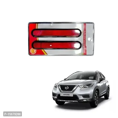 Car reflector sticker type red colour warning safety non electric light strips set of 2 pcs suitable for Nissan Kicks-thumb0