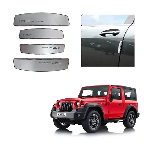 Stylish I-pop Silver Colour Elegant Car Door Guard Protection Universal Type Set of 4 pcs Suitable for Mahindra Thar 2020 Onward