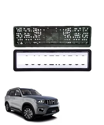 Car Number Plate Frame Protective Holder Made with Durable Plastic 2 pcs Universal Item Front / Back Side Suitable for Mahindra Scorpio 2022 Onward