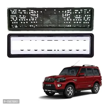 Car Number Plate Frame Protective Holder Made with Durable Plastic 2 pcs Universal Item Front / Back Side Suitable for Mahindra Scorpio 2017 Onward-thumb0