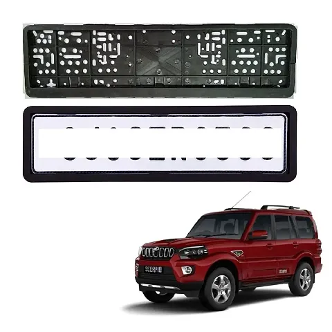 Car Number Plate Frame Protective Holder Made with Durable Plastic 2 pcs Universal Item Front / Back Side Suitable for Mahindra Scorpio 2017 Onward